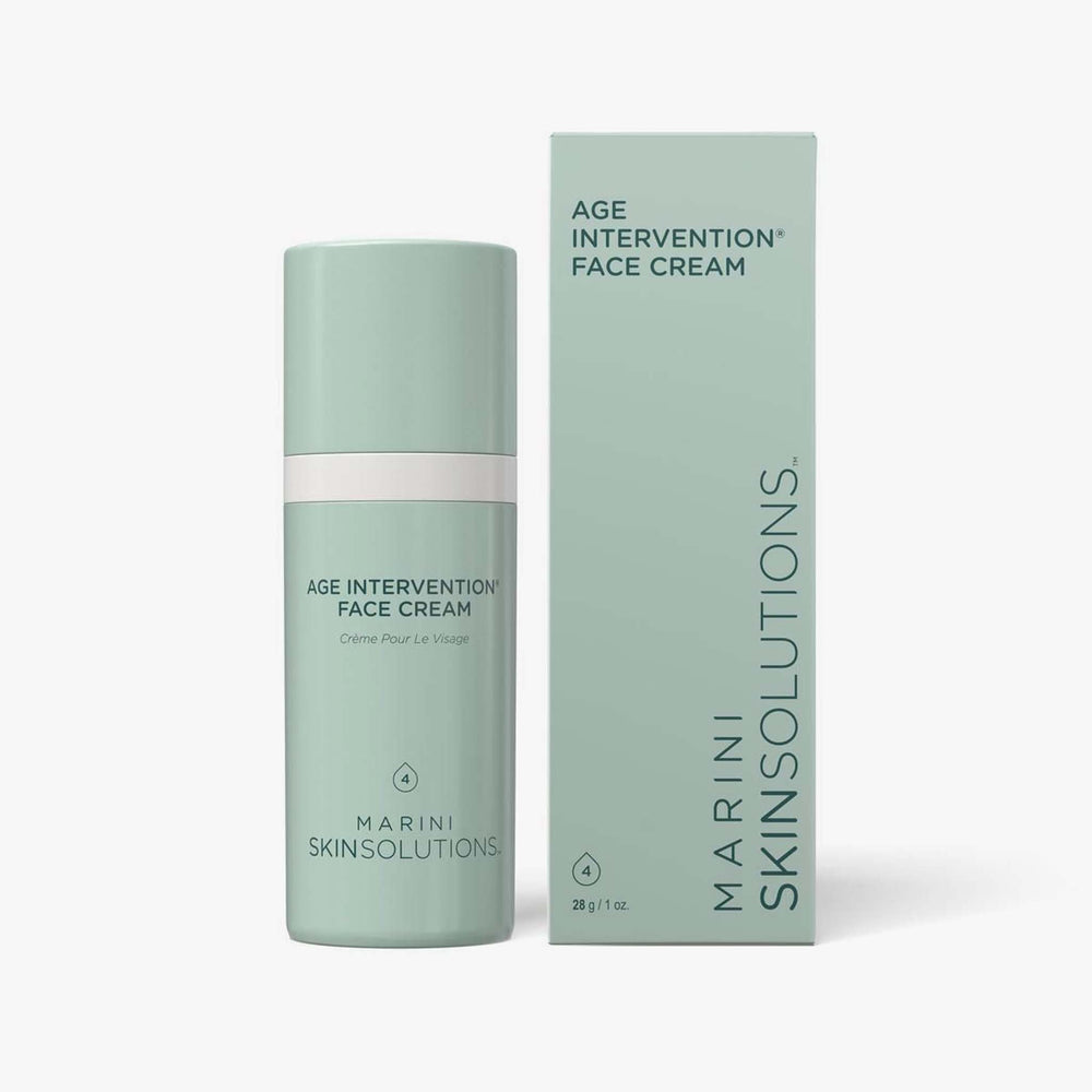 Age intervention face cream with packaging on a white background