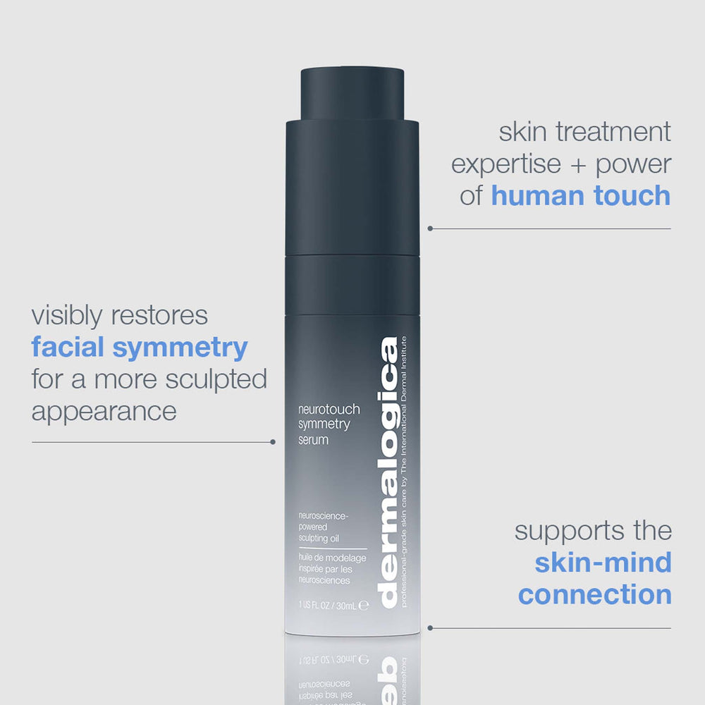 Dermalogica neurotouch serum bottle with text on a light gray background
